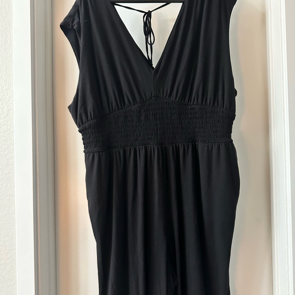 Old Navy 2X Black Jumpsuit Pants Sleeveless Romper POCKETS